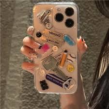 INS Junk Blade Pin Button Key Clear Phone Case For iPhone 16 15 13 14 12 11 Pro Max Plus Baseball Label Lens Protect Soft Cover